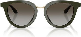 Armani 49mm Round Sunglasses in Green/grey Gradient Brown at Nordstrom