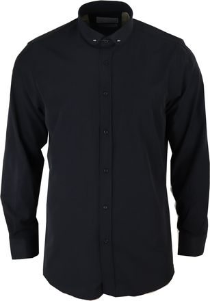 TruClothing Black Club Collar Shirt With Bar Poplin Pin
