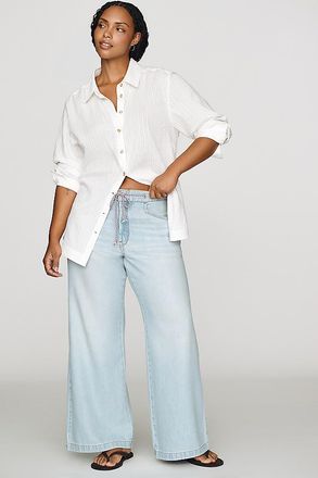 Anthropologie Pilcro Ellis High-Rise Pull-On Wide-Leg Jeans