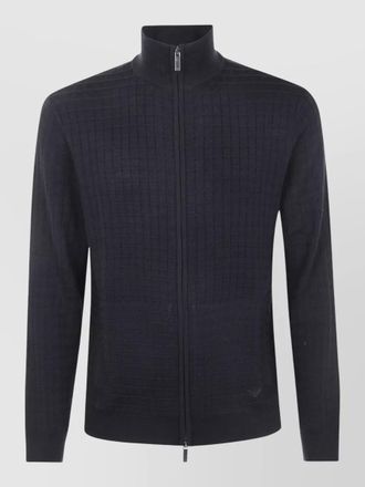 Emporio Armani high collar zip knit turtle neck