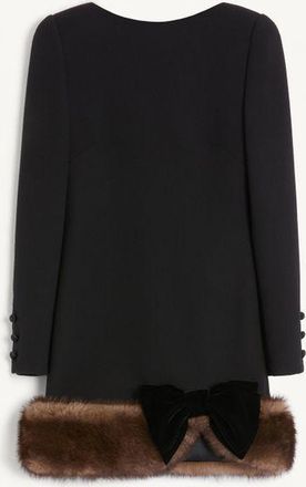 Valentino Wool Crepe Short Dress Woman BLACK 40
