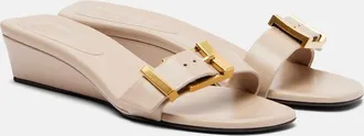 Khaite Manhattan leather wedge mules