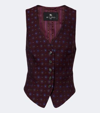 Etro Floral wool and cotton jacquard vest