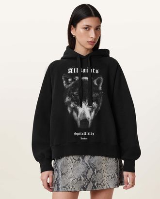 AllSaints Womens Cotton Dawn Talon Oversized Hoodie, Size: L