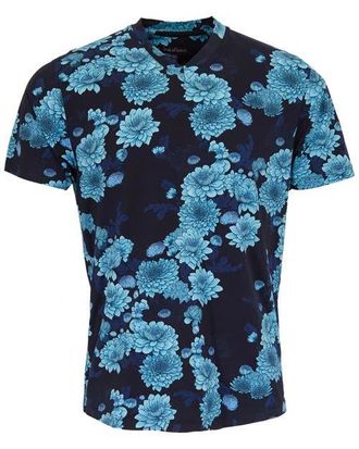 Lords of Harlech Maze V-neck Tee in Serious Floral Navy at Nordstrom, Size Xx-Large