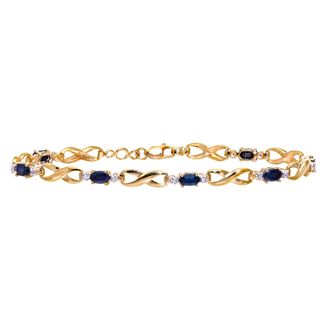 Diamant L'&eacute;ternel Womens 9ct Yellow Gold Sapphire and Diamond Kiss Bracelet of 18.4cm - One Size