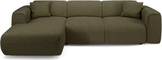 Sia Home Sof&aacute; cama izquierdo 5 plazas boucl&eacute; verde oliva
