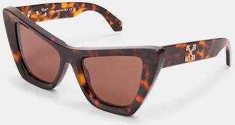Off-white Mens Accessories Off White Edvard Cat Eye Full Rim Sunglasses in Havana/Brown - One Size