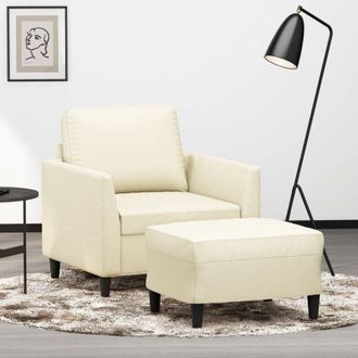 vidaXL Vidaxl - Sill&oacute;n Con Taburete Cuero Sint&eacute;tico Color Crema 60 Cm