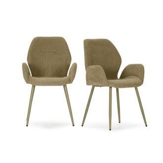 Calicosy Lote de 2 sillones tapizados con patas de metal H86 cm - Verde