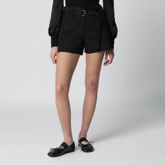 sacai Black wool-blend shorts