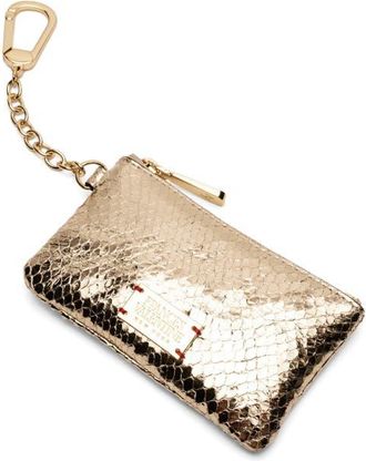 Frances Valentine Bitsy Snakeskin Embossed Metallic Leather Key Chain Card Holder in Gold at Nordstrom