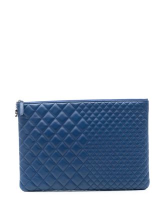 Chanel 2016-2017 CC Bi Quilted Lambskin O Case clutch bag - Blauw