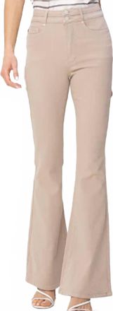 Judy Blue Double Waistband Tummy Control Top Flare Jeans In Khaki