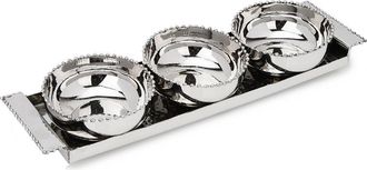 Classic Touch 3-Bowl Beaded Relish Dish With Rectangular Tray
