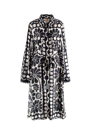 Farm Rio Black and White Tie Shirt Dress Size L