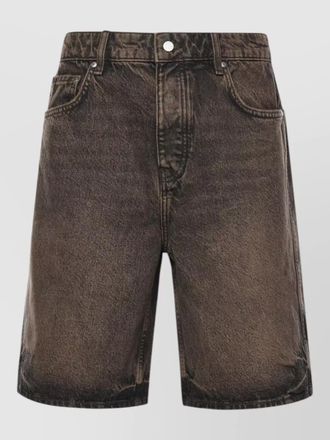 Represent denim shorts belt loops faded back pockets