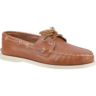 Sperry Top-Sider Authentic 2 Eye Leather Mens Tan Boat Shoes - Size UK 6