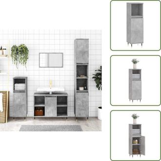 vidaXL The Living Store Armadietto Bagno Grigio Cemento 30x30x100 cm Legno Multistrato - Armadio bagno