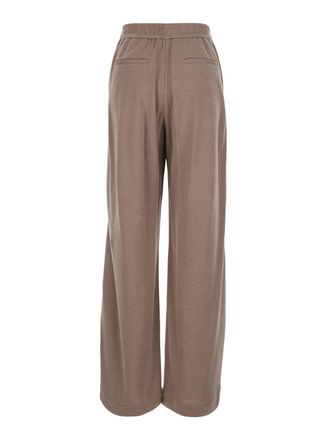 Brunello Cucinelli Womens Wide-Leg Trousers Brown Cotton