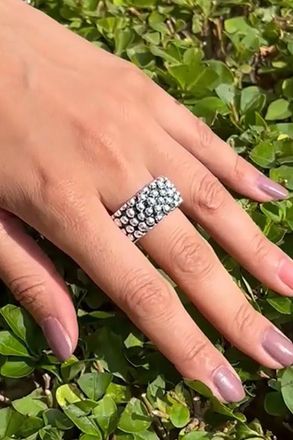 Otis Jaxon Oxidised Chunky Sterling Silver Hedgehog Bubble Band Ring