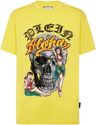 Philipp Plein T-Shirt Round Neck Hawaii - Heren - T-shirts - Geel - 2XL - Katoen - Tops