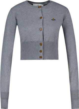 Vivienne Westwood Bea Cropped Cardigan - Dames - Vesten - Grijs - XS - Katoen - Truien & Vesten
