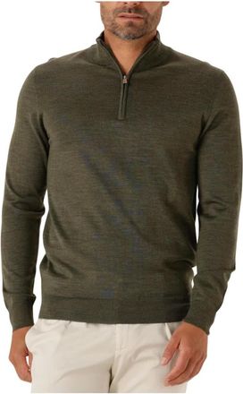 Profuomo Truien & Vesten, Heren, Groen, L, Wol, Groene Half Zip Merino Pullover