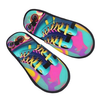 Generic Retro Colorful Roller Skates Unisex Slippers Warm Shoes Fluffy House Slippers For Outdoor Winter Indoor M