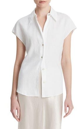 Vince Dolman Sleeve Linen Shirt in Optic White at Nordstrom Rack, Size Medium