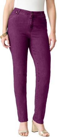 Roaman's Plus Size 24/7 Stretch Straight Leg Jean in Dark Berry at Nordstrom, Size 14
