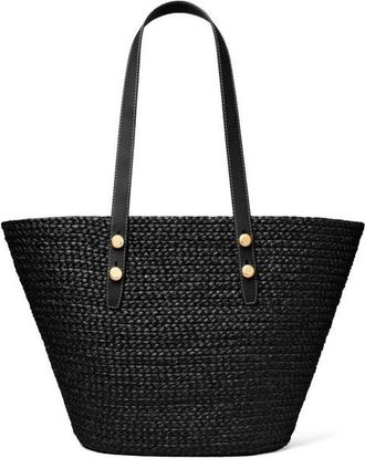Tory Burch Large Romy Straw Basket Tote Bag in Black at Nordstrom
