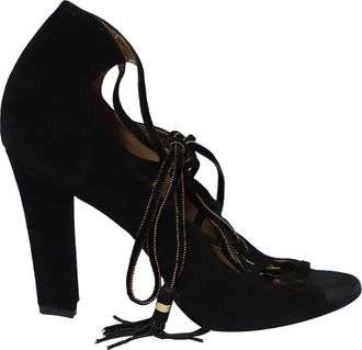 Ferragamo Lace-Up Heels in Black Suede