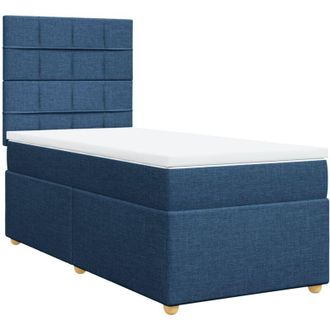 vidaXL Vidaxl - Cama Box Spring Con Colch&oacute;n Tela Azul 80x200 Cm