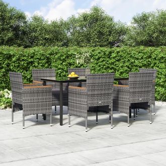 vidaXL Vidaxl - Juego De Comedor De Jard&iacute;n 7 Piezas Con Cojines Gris Y Negro