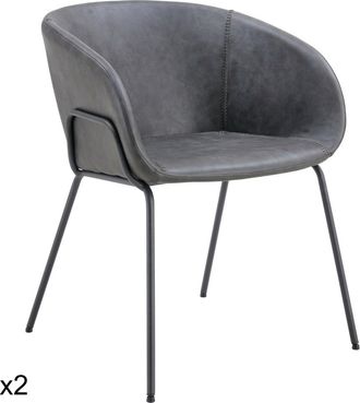Happy Garden Lote de 2 sillas gris oscuro de imitación