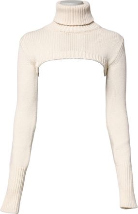 Dolce & Gabbana Ivory Cashmere Turtleneck Cropped Top Womens Sweater