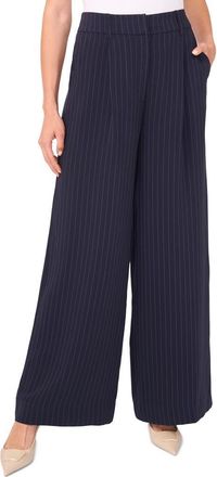 Halogen Zip Front Pinstripe Wide Leg Pants in Navy Depths at Nordstrom Rack, Size Large