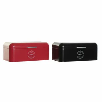 DKD Home Decor Cesta Para Pan Dkd Home Decor Rojo Negro Metal (42.5 X 24 X 17 Cm) (2 Pcs)