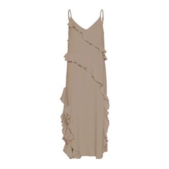 Saint Tropez Lilian SZ Jurk - Dames - Casual kleedjes - Bruin - S - Kleedjes