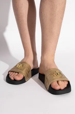 Versace Rubber Flip-flops, Mens, Gold
