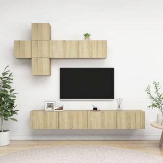 Les Tendances Furniture Limited - Juego De Muebles De Sal&oacute;n 7 Piezas Roble