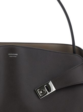 Ferragamo Womens Shoulder Bag Hug Media Brown Leather Calf