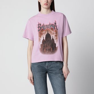 Balenciaga Womens Sacr&eacute; Caur T-shirt in jersey, old pink