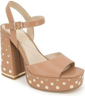 Kenneth Cole Dolly Stud Ankle Strap Platform Sandal in Classic Tan Leather at Nordstrom Rack, Size 7.5