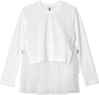 Comme Des Gar&ccedil;ons tulle-layer cotton T-shirt - women - Nylon/Cotton - M - White