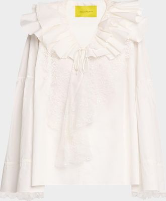 Marques Almeida Long-Sleeve Frilled Lace Shirt