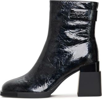 Cesare Gaspari Schoenen, Dames, Zwart, 37 EU, Leer, Block Heel Enkellaarsjes Dita - Zwart