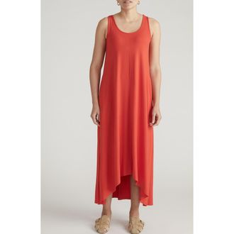 Universal Standard Athena Divine Sleeveless Jersey High-Low Maxi Dress in Shoreline Sunset Red at Nordstrom, Size Xx-Large