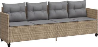 vidaXL Tumbona Con Cojines Rat&aacute;n Sint&eacute;tico Beige Vidaxl